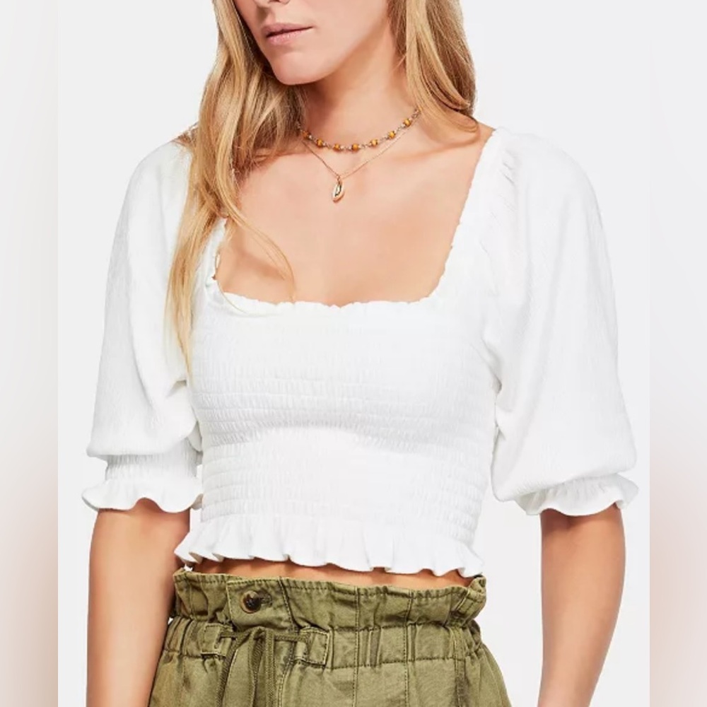 Free People Brencye Cropped Smocked Top